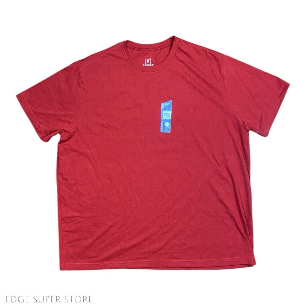 George Mens Red Short Sleeve Crew Neck Pullover Moisture Wicking TShirt Size 2XL
